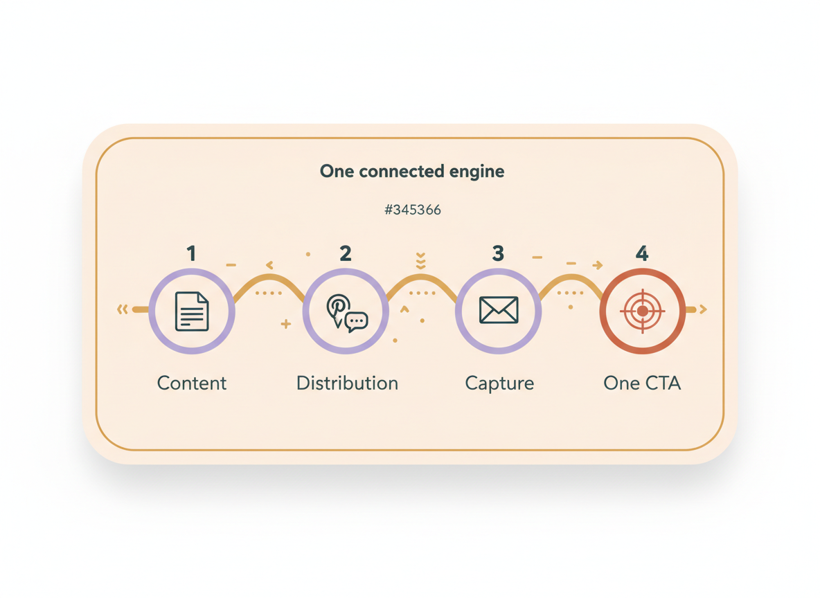 Roadmap path showing 4 steps: Content, Distribution, Capture, and One CTA