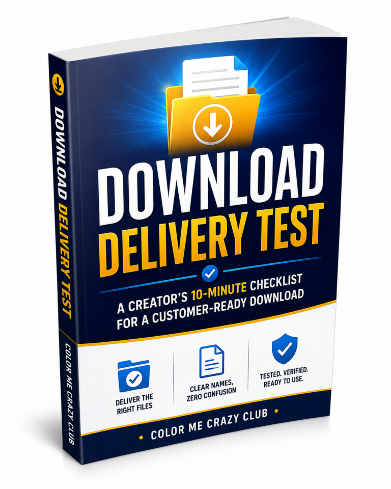 Download Delivery Test checklist for verifying printable product files and the final customer download package before publishing