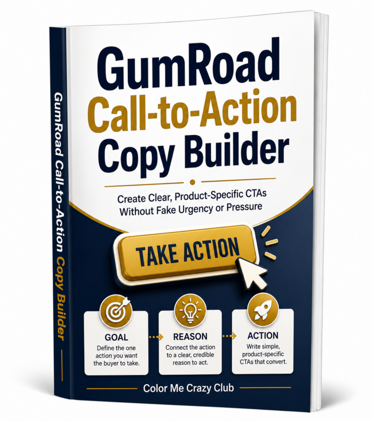 Gumroad Call-to-Action Copy Builder ecover for writing clear product-specific calls to action without fake urgency