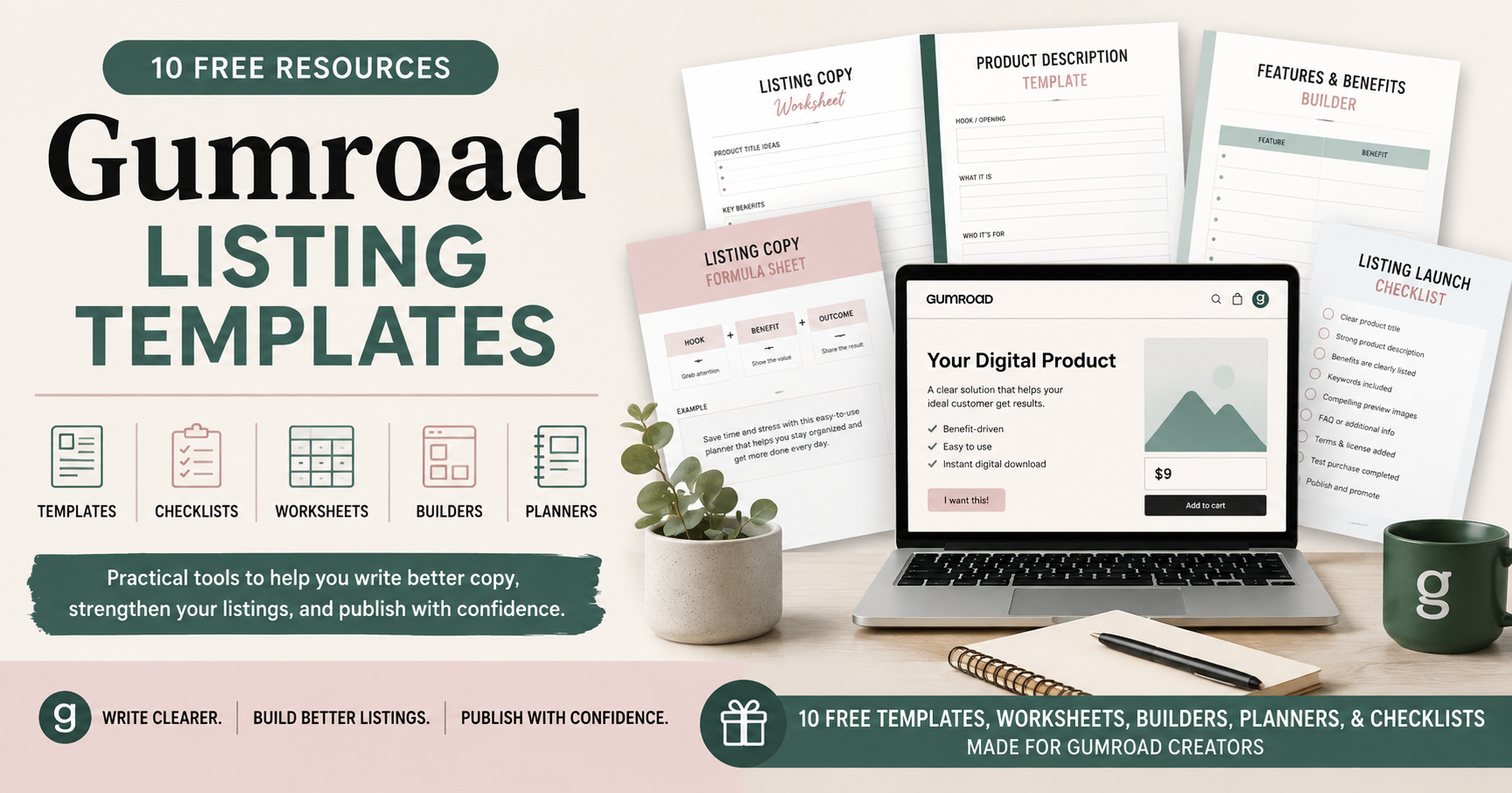 Free Gumroad listing templates and resources for digital product creators
