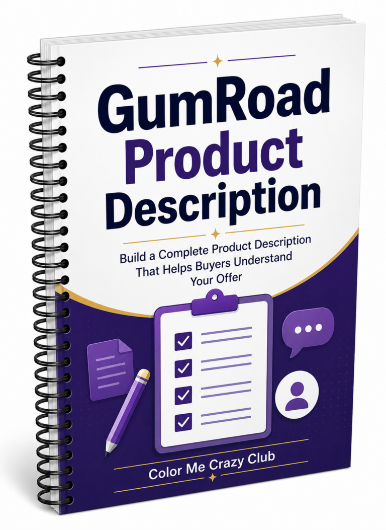 Gumroad Product Description Template ecover for building a complete description that helps buyers understand an offer