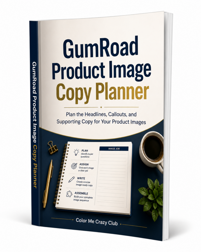 Gumroad Product Image Copy Planner ecover for planning headlines, callouts, and supporting copy for product images
