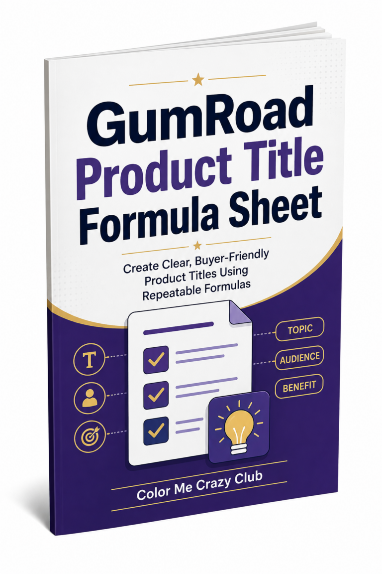 Gumroad Product Title Formula Sheet ecover with repeatable formulas for creating clear buyer-friendly product titles
