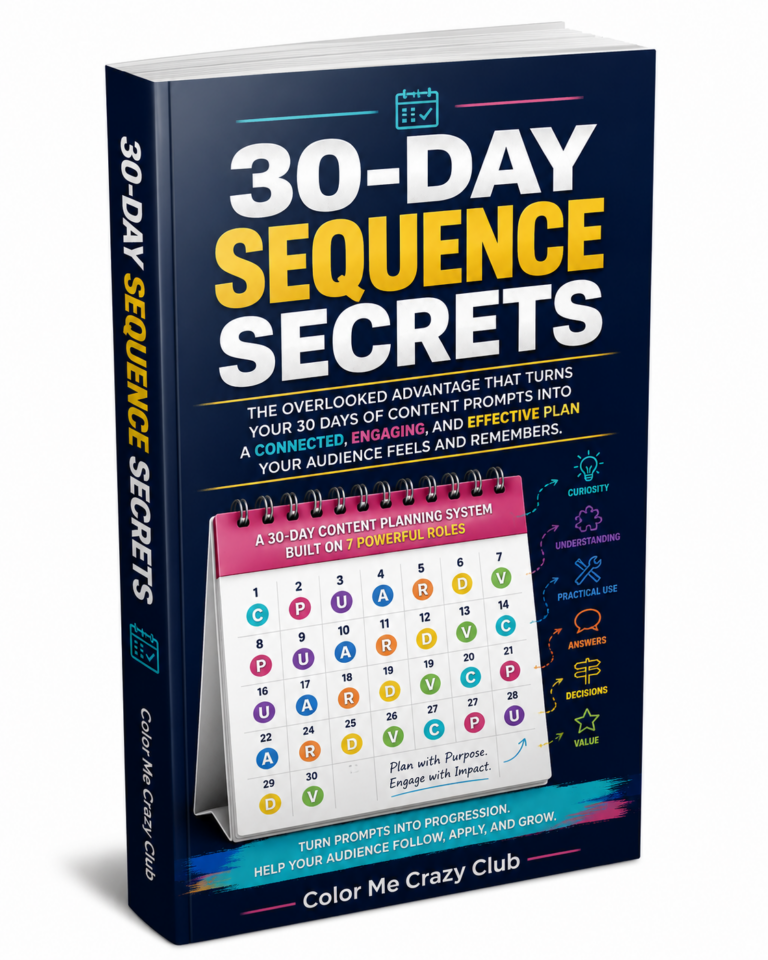 30-Day Sequence Secrets free resource for organizing content prompts into a 30-day content plan