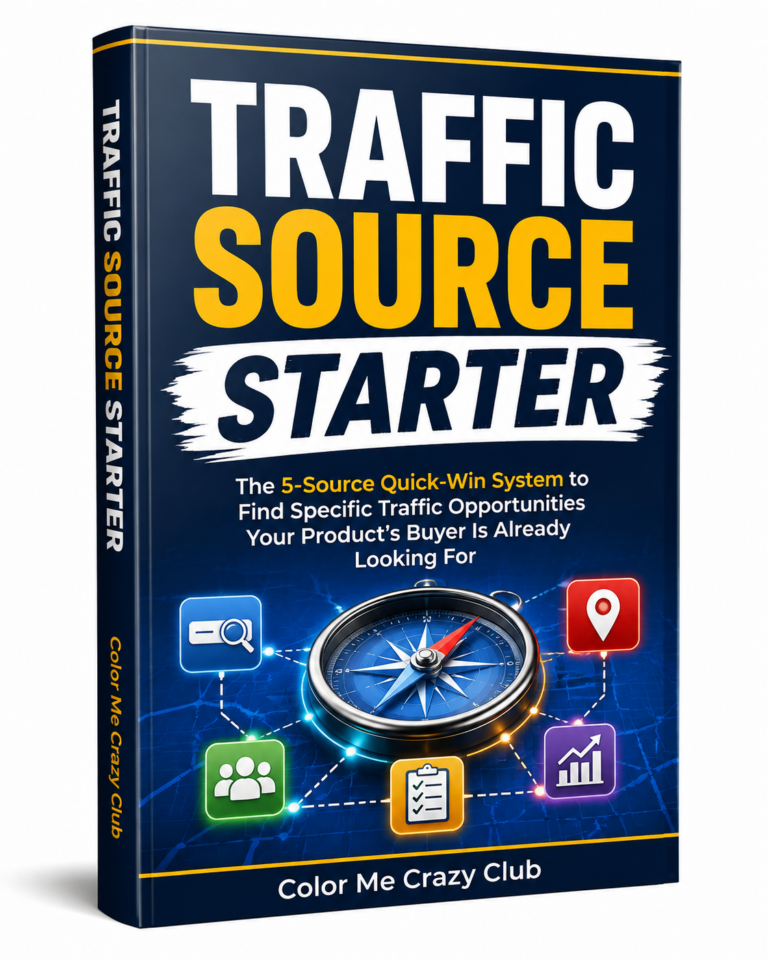 Traffic Source Starter free resource for finding five specific traffic opportunities for a digital product